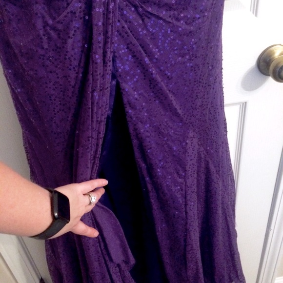 Purple Beaded Sequined Gown - Picture 4 of 8